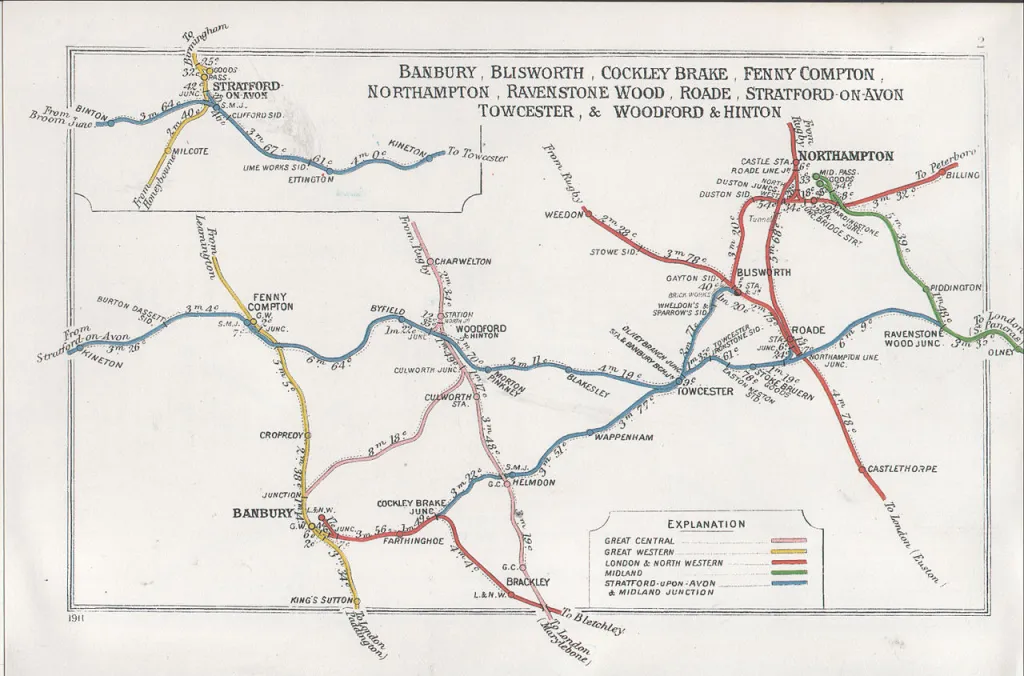 Map of railway connections between 1911 and 1914